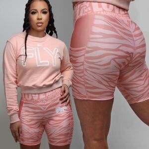 New Live Fly. Zebra Striped Biker Shorts